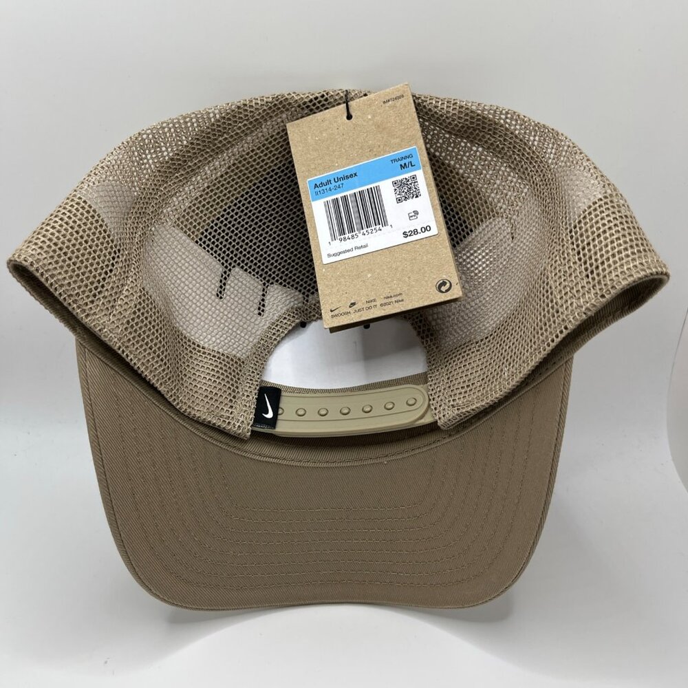 Nike Rise Structured Trucker Hat Cap Beige Tan Curved Brim Adult M/L - Picture 4 of 6
